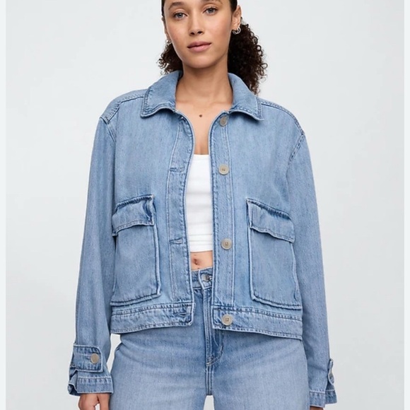 GAP Women's Classic Blue Utility Jacket - Picture 3 of 5